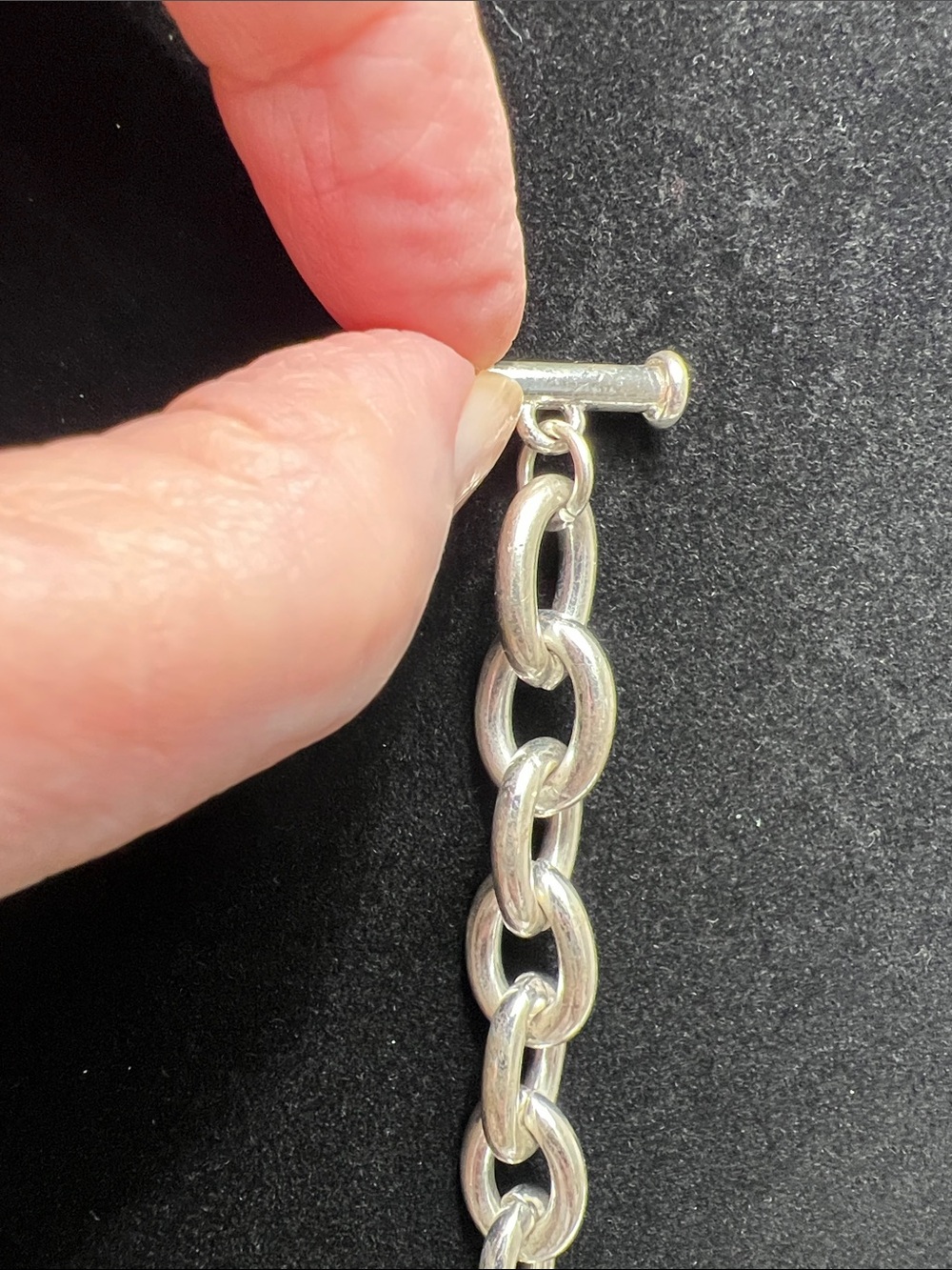 Shiny Silver Chunky Link Bracelet - Estate Vintage - Picture 7 of 15